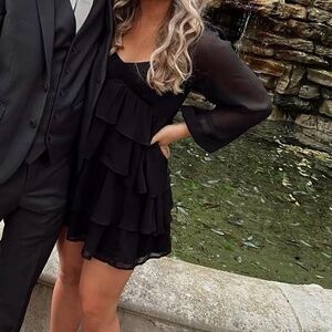 Elegant Black Ruffled Dress